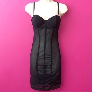 Victoria’s Secret Black Garter Mesh Lingerie Slip